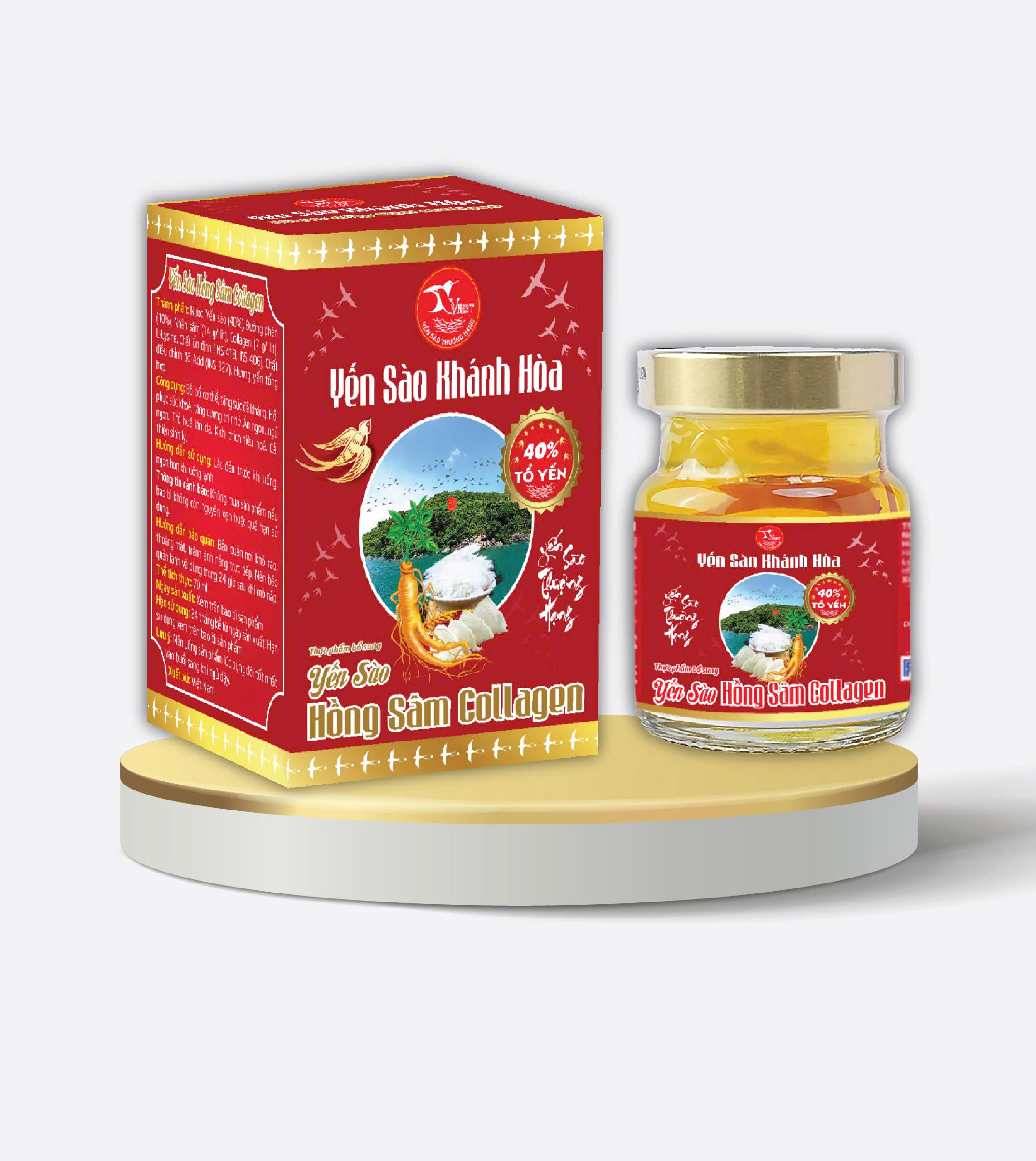 Yến hồng sâm colagen 70ml hộp 1 hũ